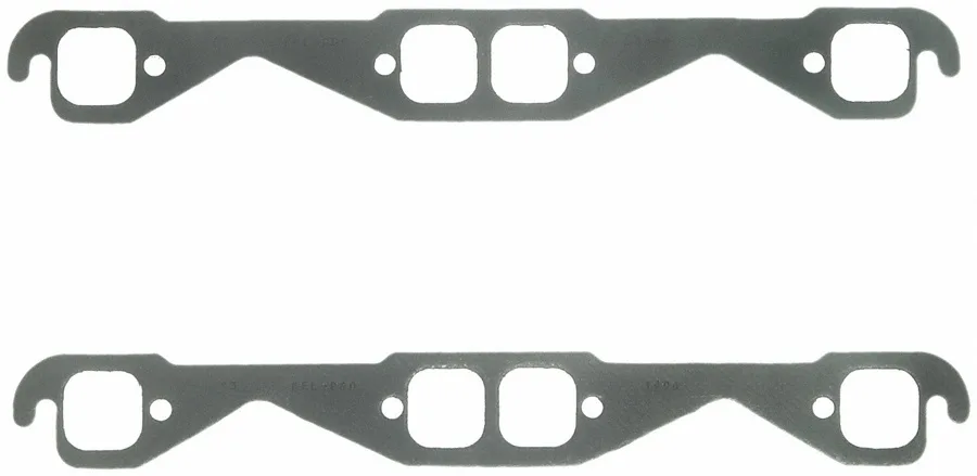 Fel-Pro 1404 exhaust manifold gasket set, multiple flat gaskets with perforated steel core and fiber facing