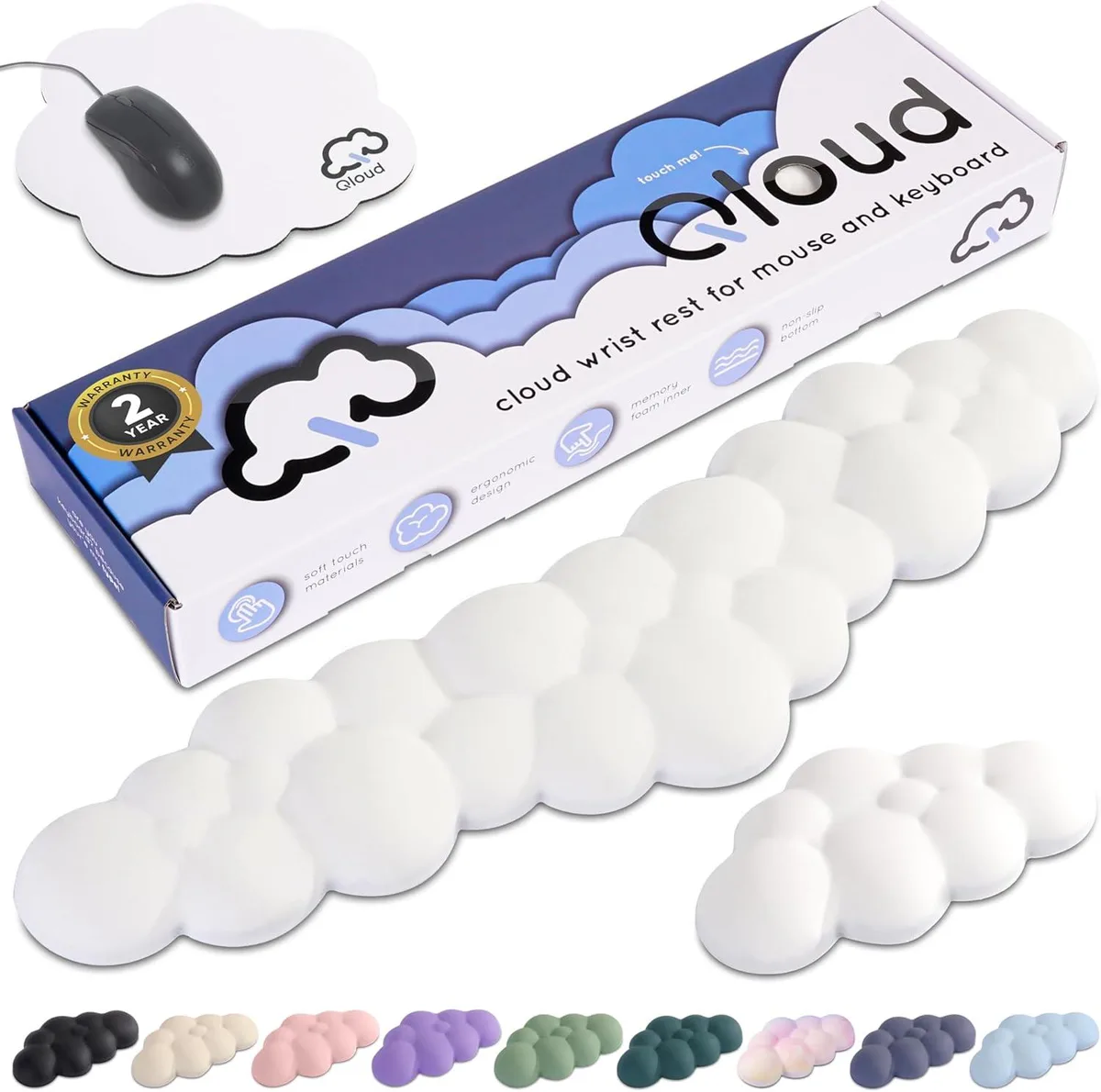 Kenuco Kenuco Qloud Cloud Wrist Rest with Mouse Pad White — product photo