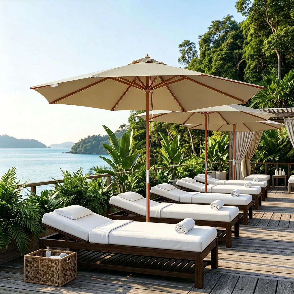 Yescom USA, Inc. Yescom USA, Inc. 07UMB008-9WD-10-N 9 ft wooden patio umbrella Tan — product photo