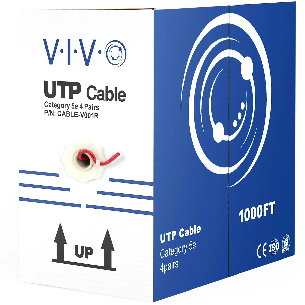 VIVO VIVO Red Cat5e UTP CCA 24 AWG 1000ft Pull Box — product photo