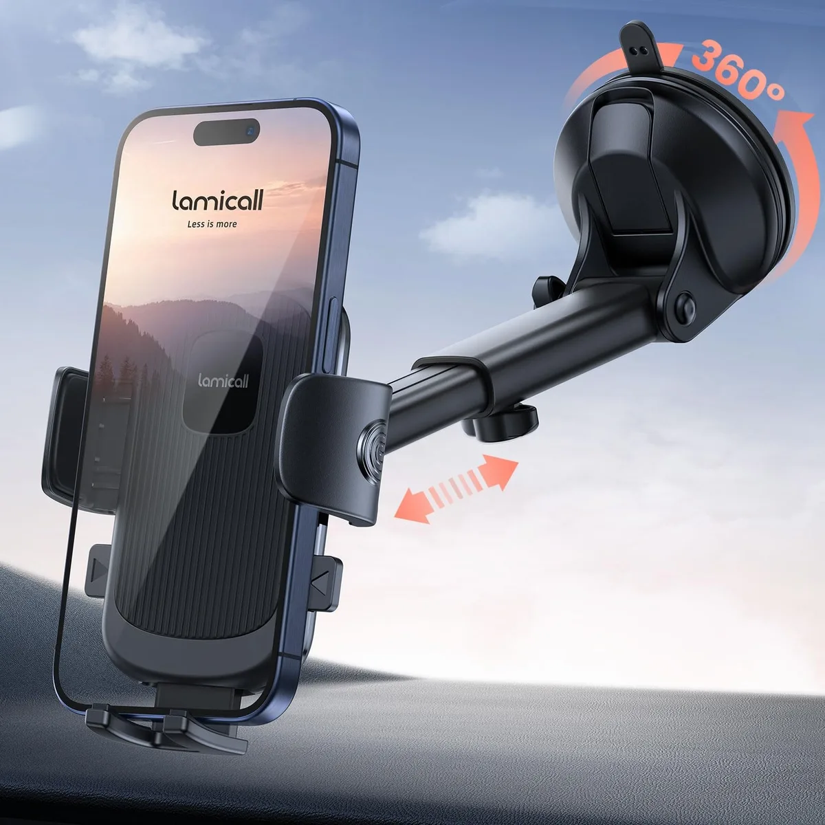  Lamicall STCD05-US-BL phone mount Black 360° rotation 4.7-6.7 in phone 32 kfg suction cup -4°F to 194°F — product photo