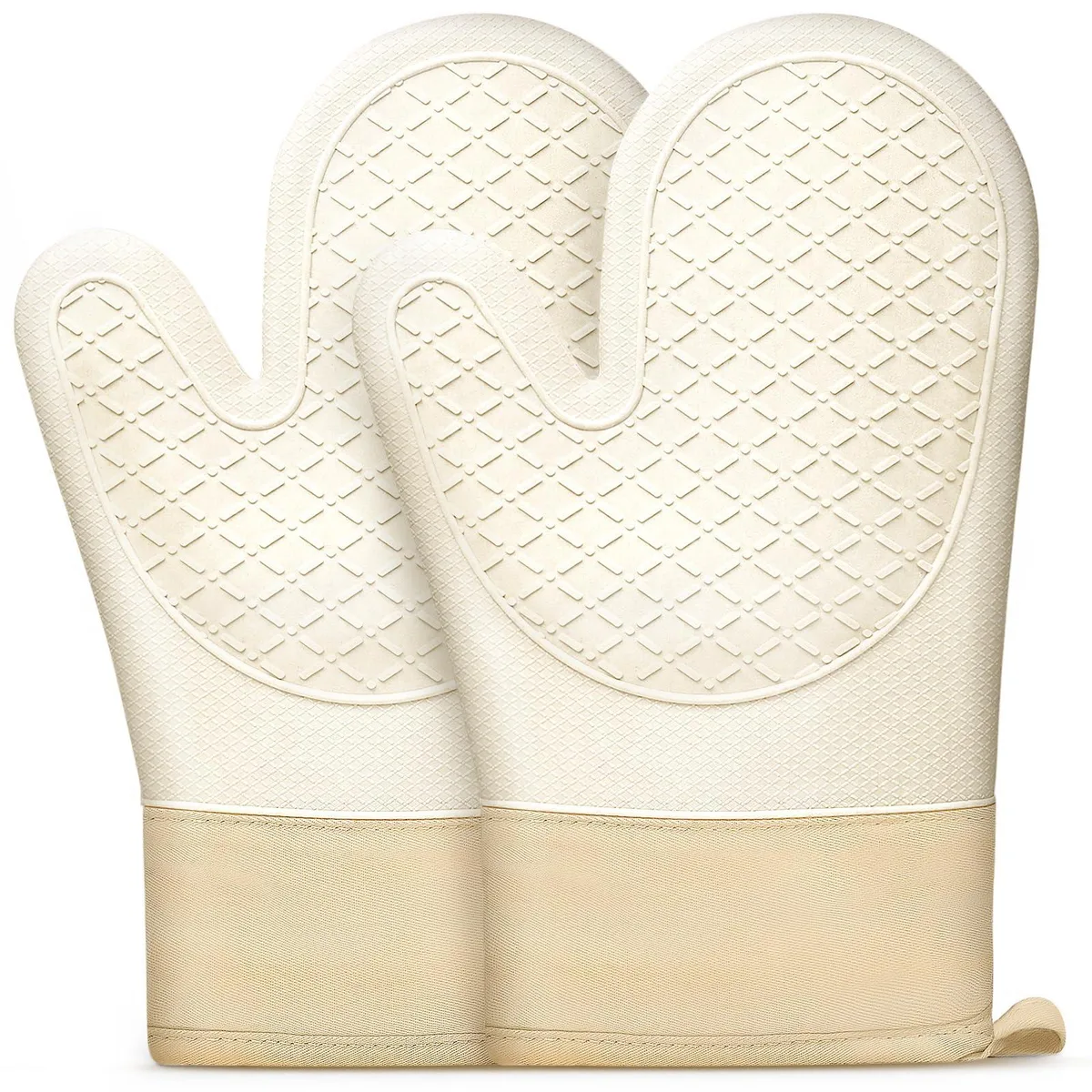 qrfeuk Silicone Oven Mitts With Organic Cotton Lining 2 PCS 500°F White 11.3"x7 — product photo