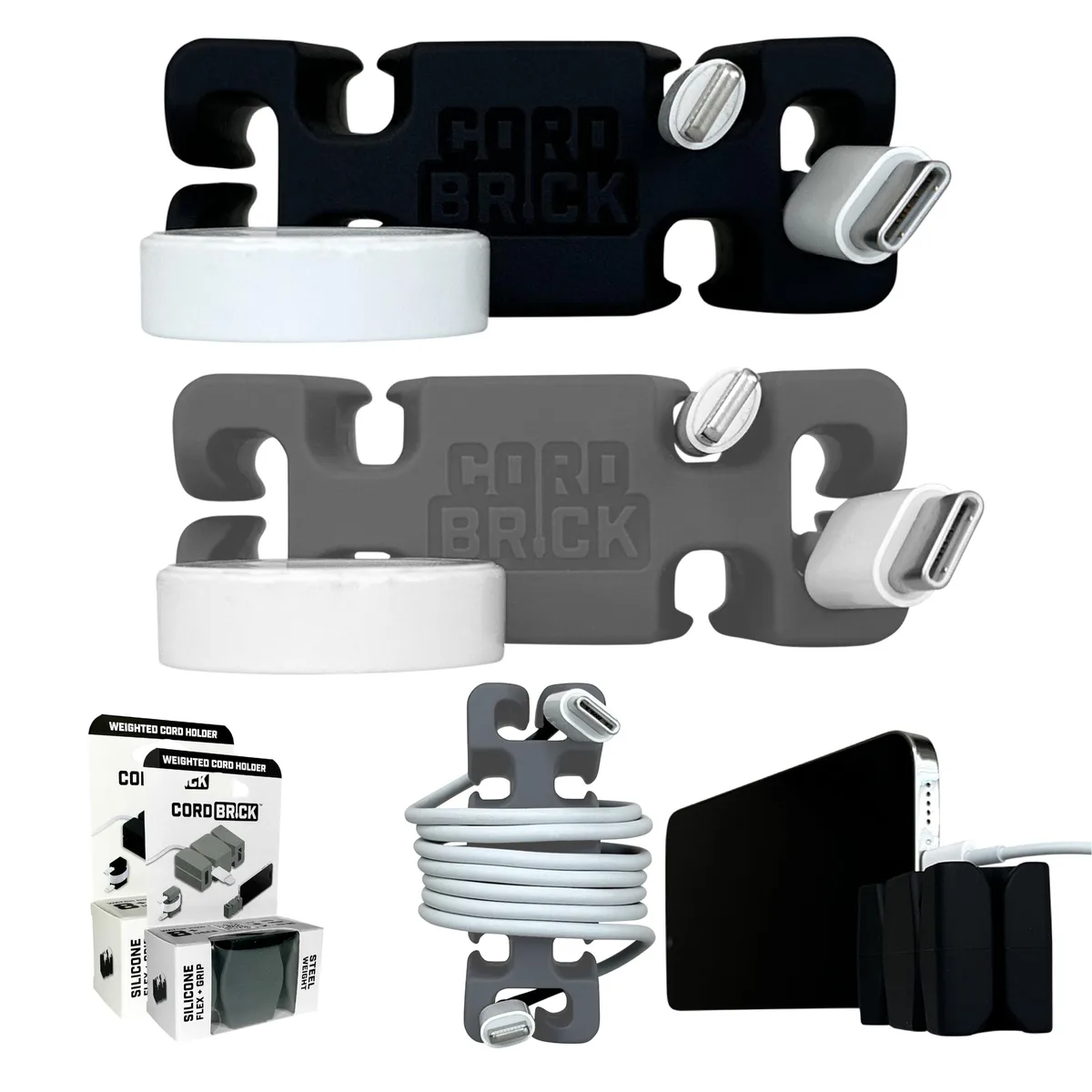  CordBrick Cord Organizer Gray Self-Adhesive 4.3x2.5x1.3 in — product photo