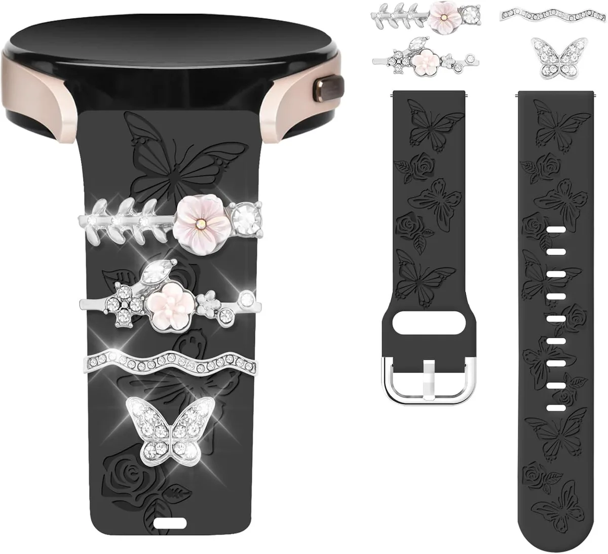 ETEIZU ETEIZU Floral Engraved Band Decorative Rings Loops 20mm Accessory — product photo