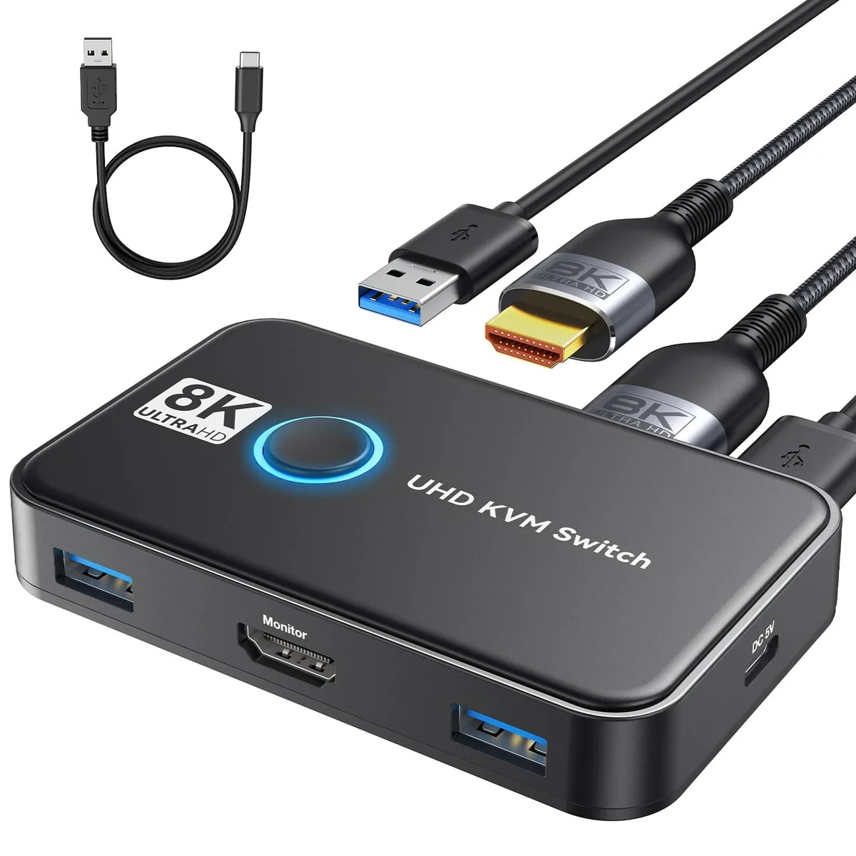  Viagkiki 001132H 2-Port KVM Switch 8K@60Hz Black — product photo