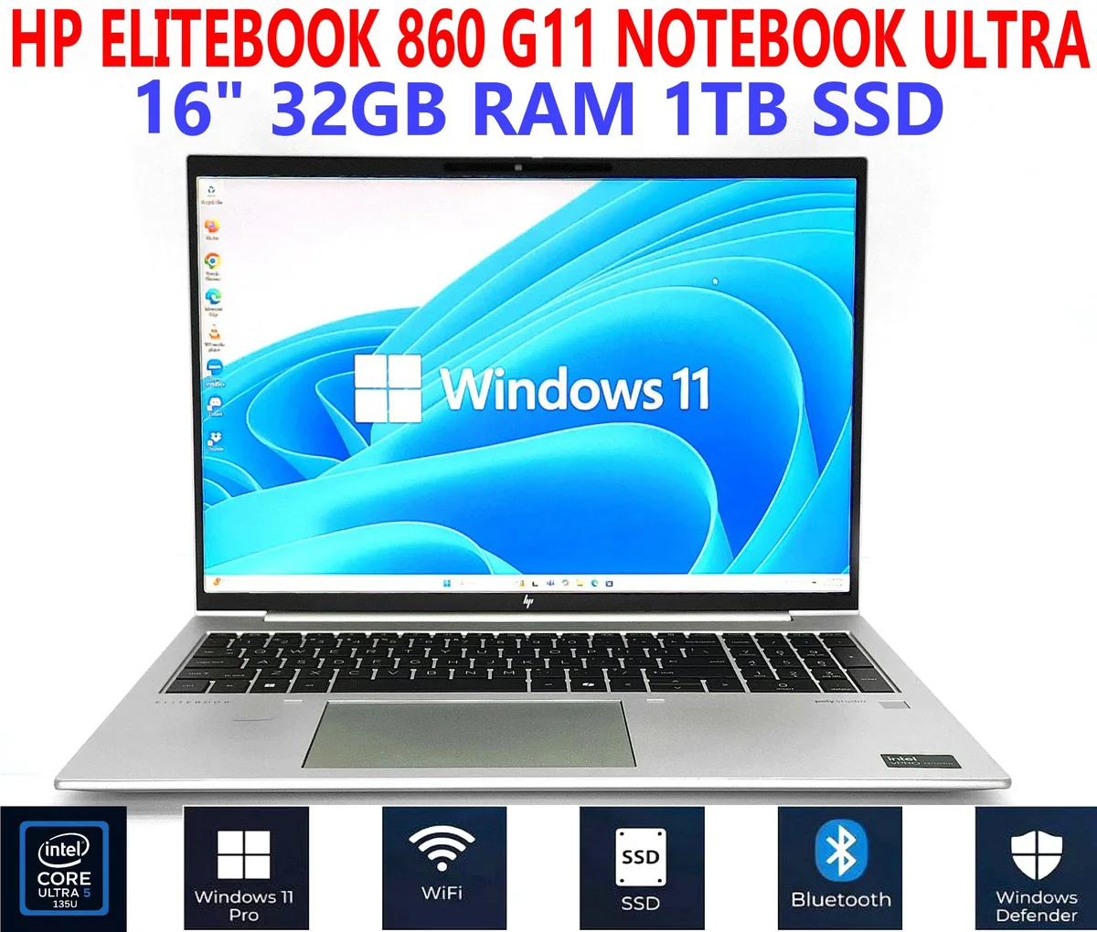 HP HP EliteBook 860 G16 16" Ultra 5 135U 32GB 1TB business laptop — product photo