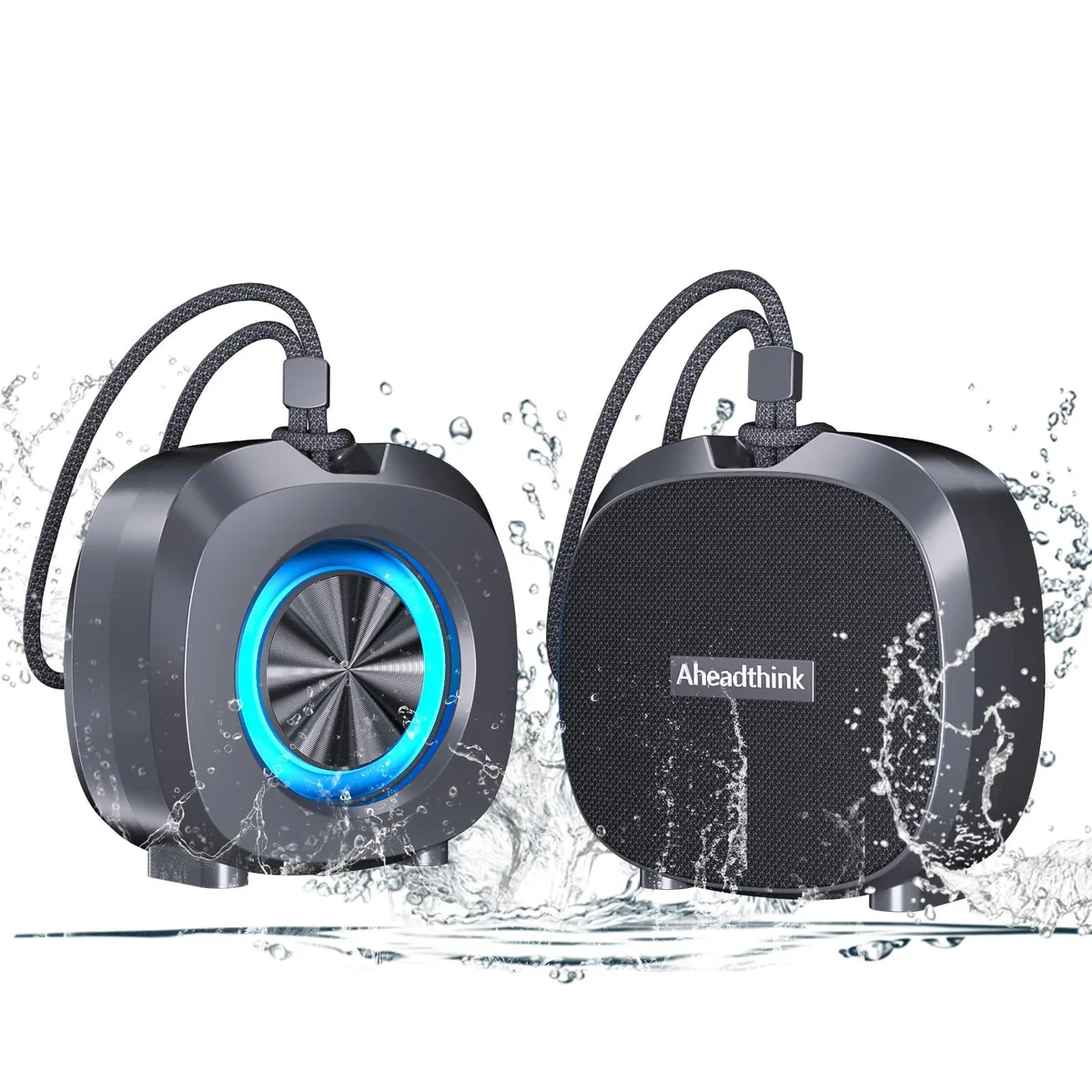 Black rectangular portable speaker with 5.7 inch driver and RGB lights