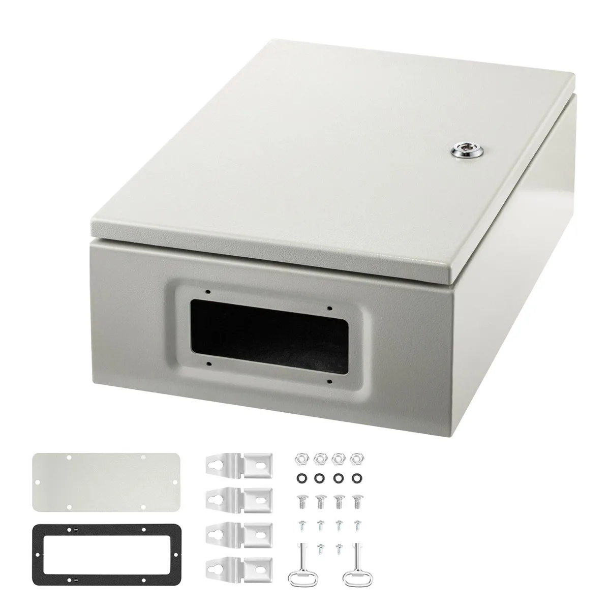 VEVOR VEVOR Carbon Steel Electrical Box 16x12x6in Hinged IP66 Gray White RAL7035 — product photo