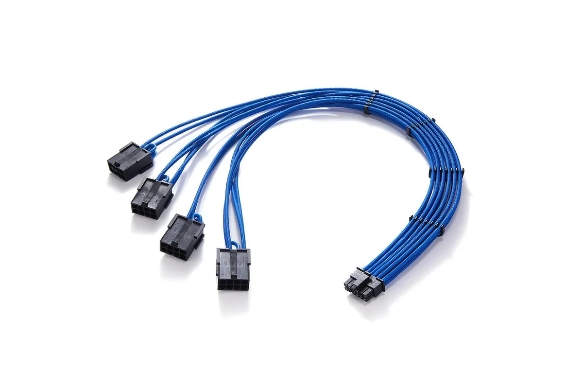 FormulaMod FormulaMod 16AWG 12VHPWR to 4x8Pin PCIe 5.0 Extension Cable 17.7in Blue — product photo