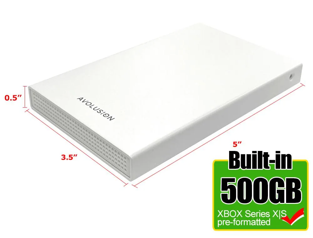 Avolusion Avolusion HD250U3-WH 500GB USB 3.0 portable hard drive White for XBOX Series X|S Pre-Formatted — product photo