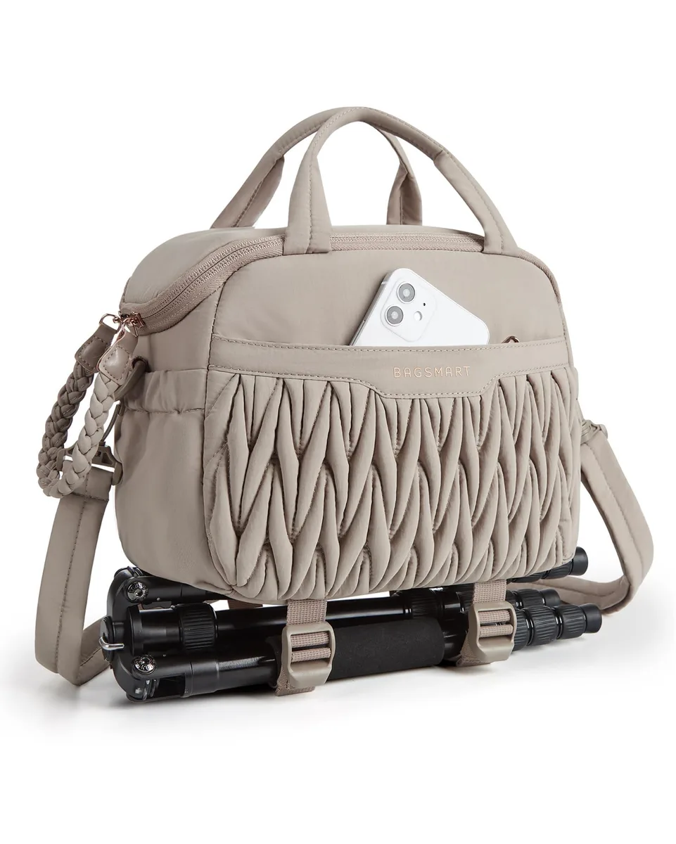  BAGSMART Camera Sling Bag Camel 9.8 x 5.5 x 7.9 in — product photo