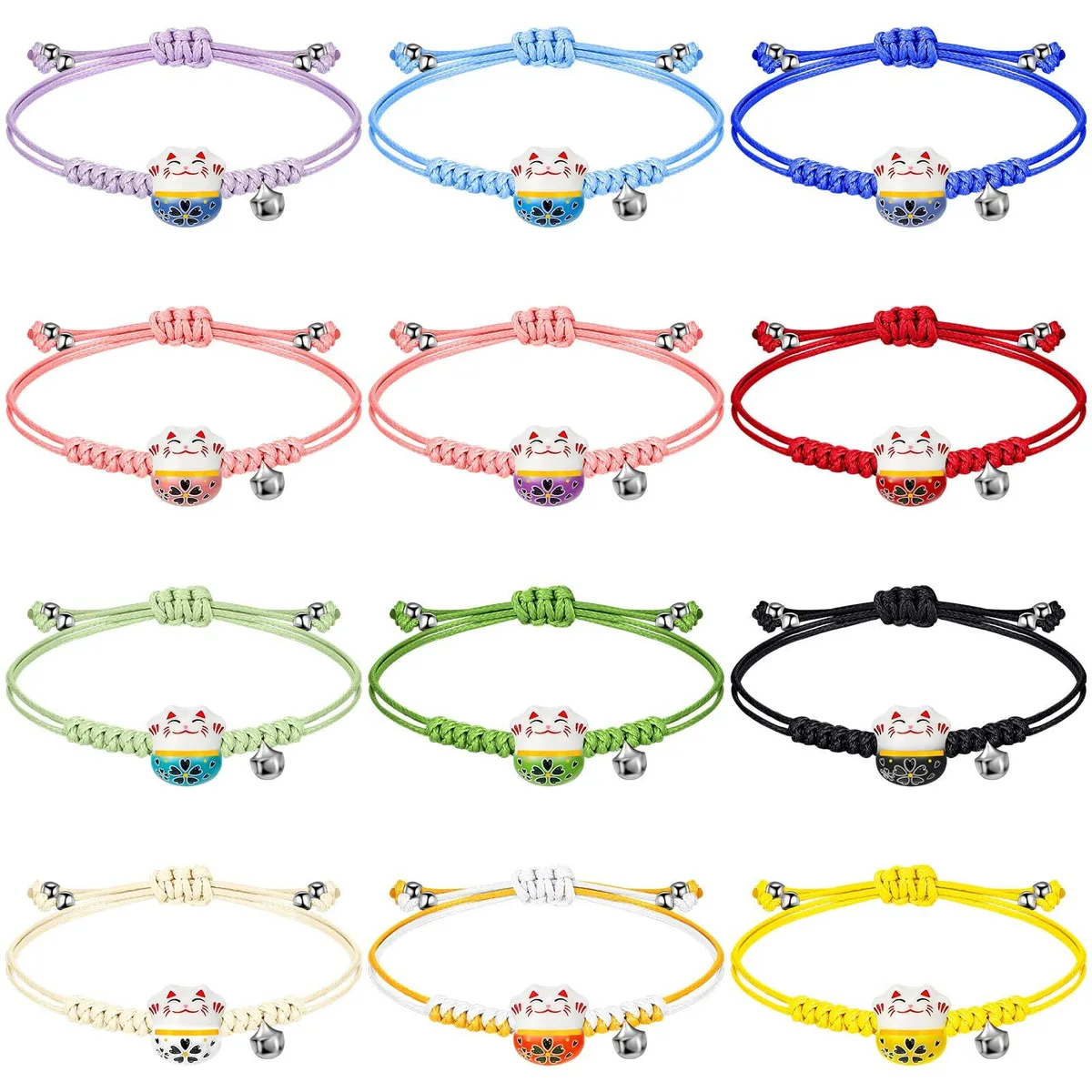  Kigeli Lucky Cat Bracelets 12 Pcs Adjustable 6.3 in — product photo