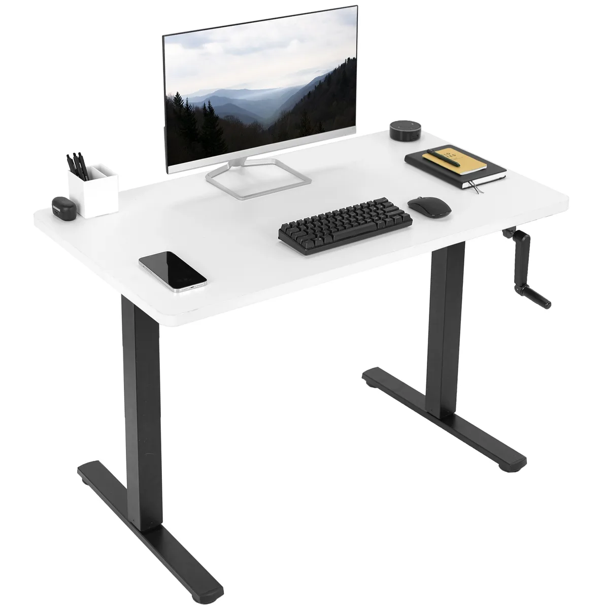 VIVO VIVO Manual Stand Up Desk 43 x 24 White Top Black Frame — product photo