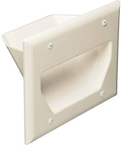 DataComm Electronics, Inc. DataComm Electronics 45-0003-LA 3-Gang Recessed Cable Plate Lite Almond video accessory — product photo