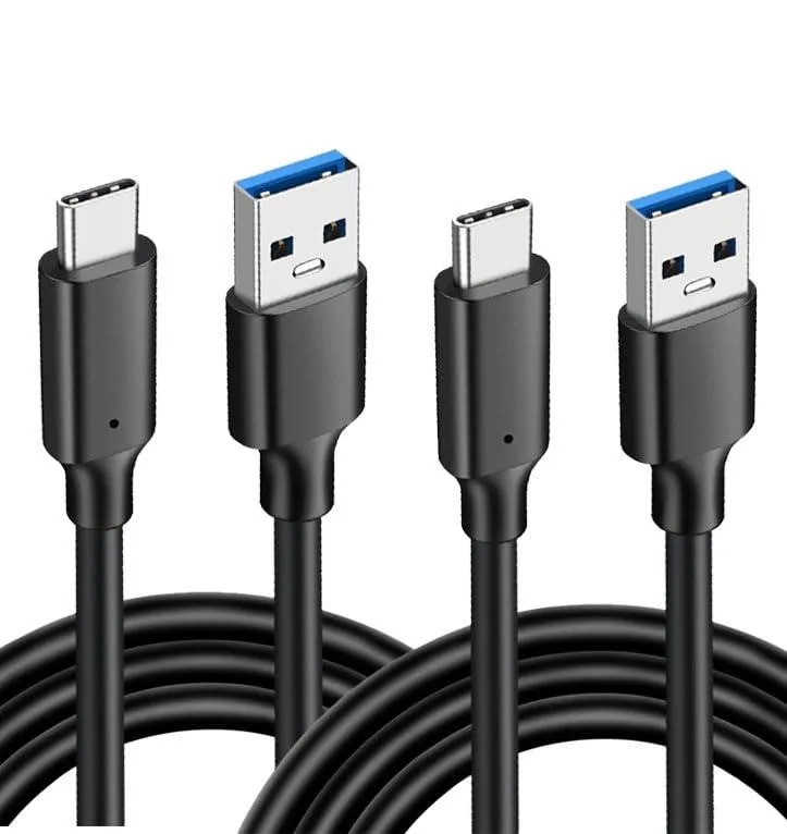 ESTONE ESTONE PQ108 USB 3.2 A to C cable 1.6ft 10Gbps 60W 3A black 2-pack — product photo