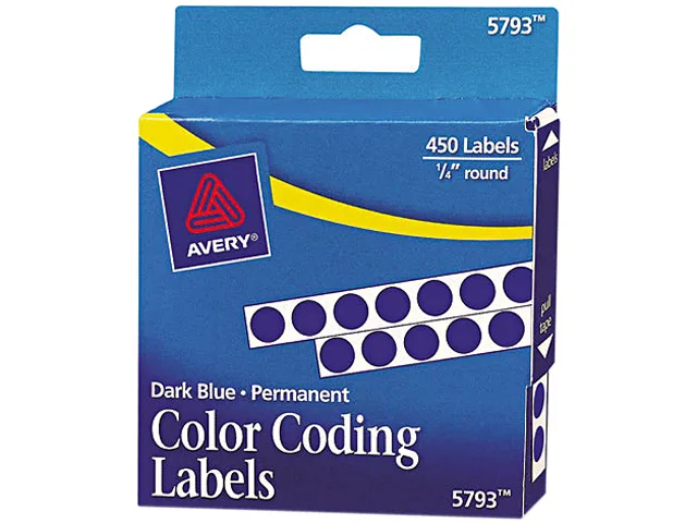 Avery Avery 5793 Dark Blue 1/4in dia. labels 450/Pack — product photo