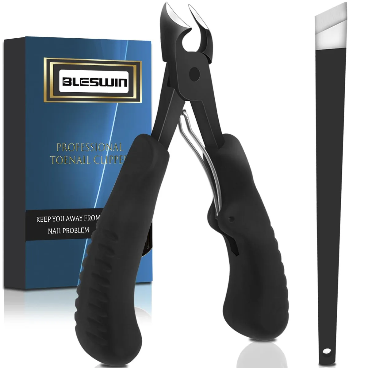  BLESWIN US-TCB2 Toenail Trimmer Set, 25° Arc, 1.5" Jaw, 440C Steel, Black, 2 Count — product photo