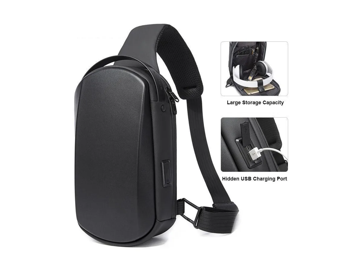BONAEVER BONAEVER Waterproof Sling Bag Chest Bag Leather Crossbody Backpack 4.7L — product photo