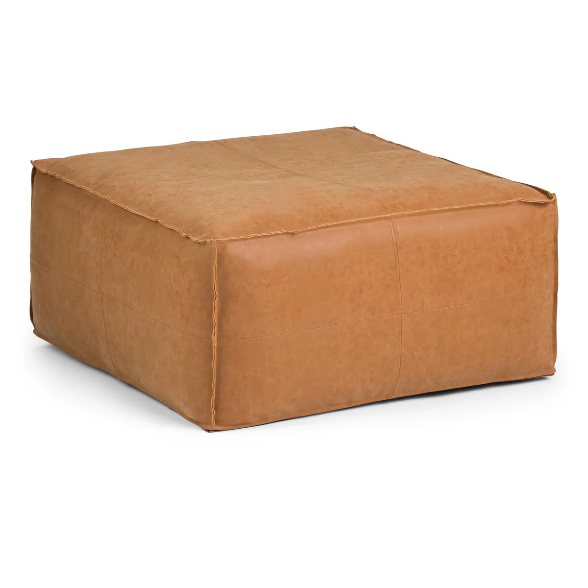 tuphen tuphen Large Square Coffee Table Pouf Distressed Brown 30" x 14 — product photo
