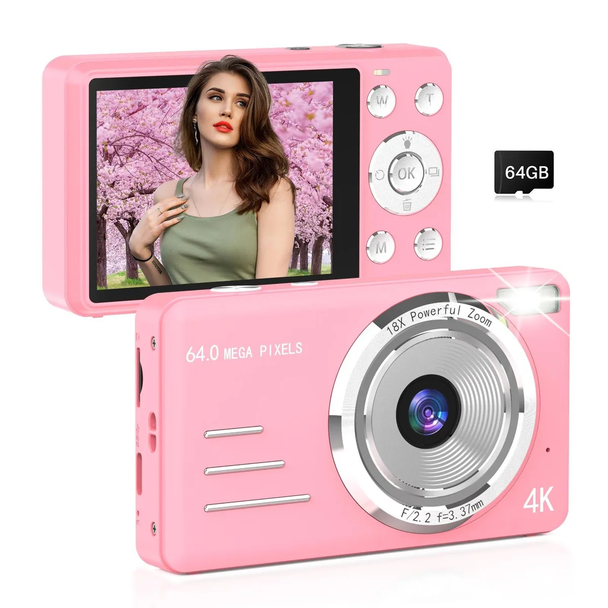 Forc X01 Pro-pink 64MP 4K 18x Zoom 2.8" Screen 64GB Card Pink — product photo