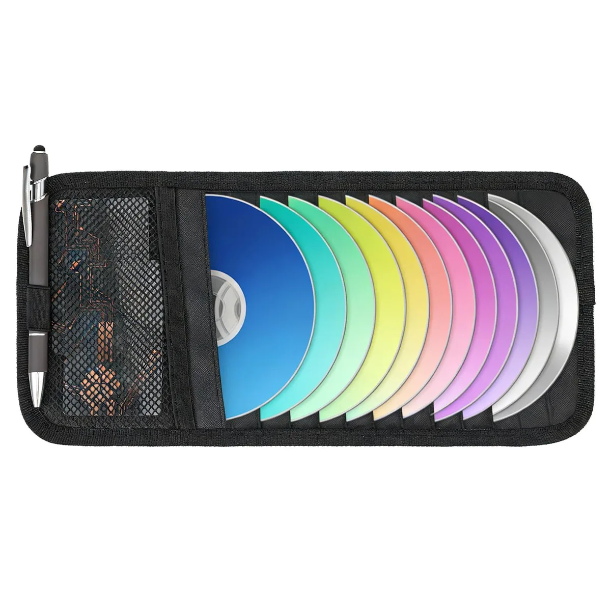  LXUEJIE Car CD Holder Sun Visor Organizer 12 DVD Sleeves Black — product photo