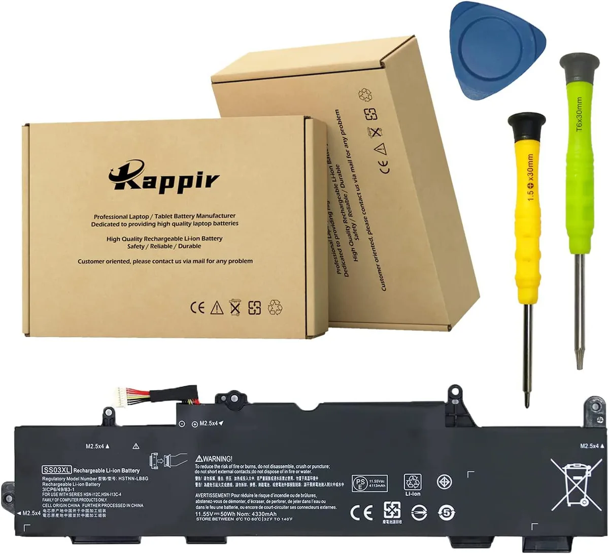 myVolts myVolts SS03XL/HSTNN-LB8G/932823-421 laptop battery 11.55V 50Wh 4113mAh — product photo