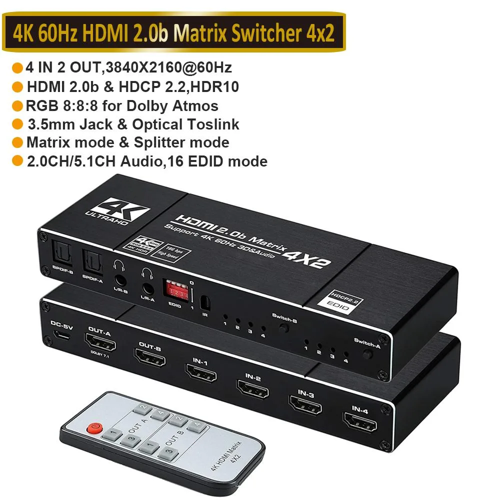 Jansicotek Jansicotek OZJ1-1 HDMI Matrix 4x2 4K@60Hz Audio — product photo