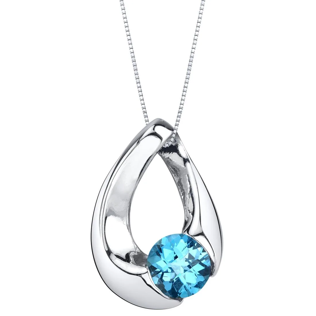 Oravo Oravo Swiss Blue Topaz Sterling Silver Pendant Necklace 18 — product photo