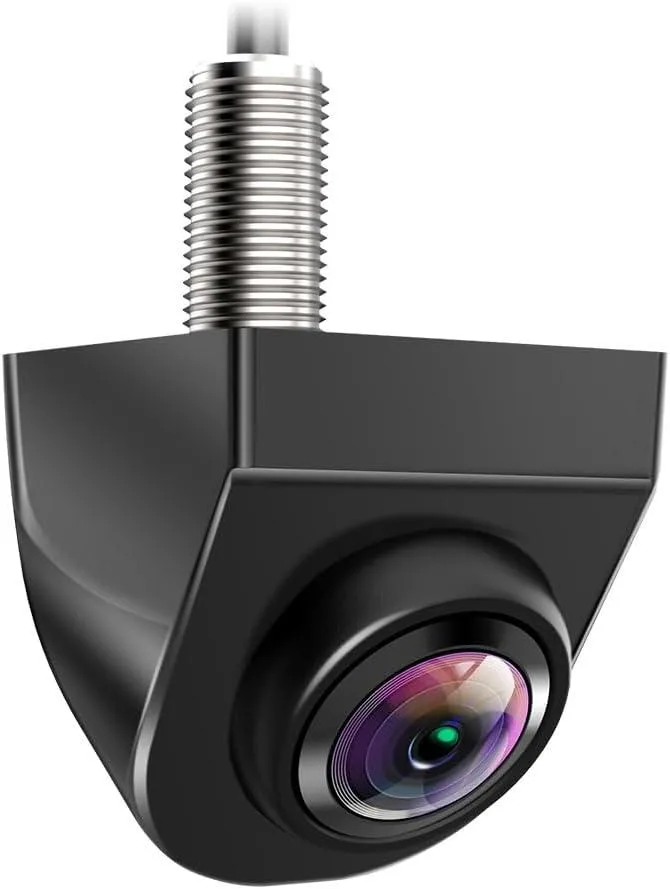 Compact metal backup camera with wide fisheye lens and thin cable