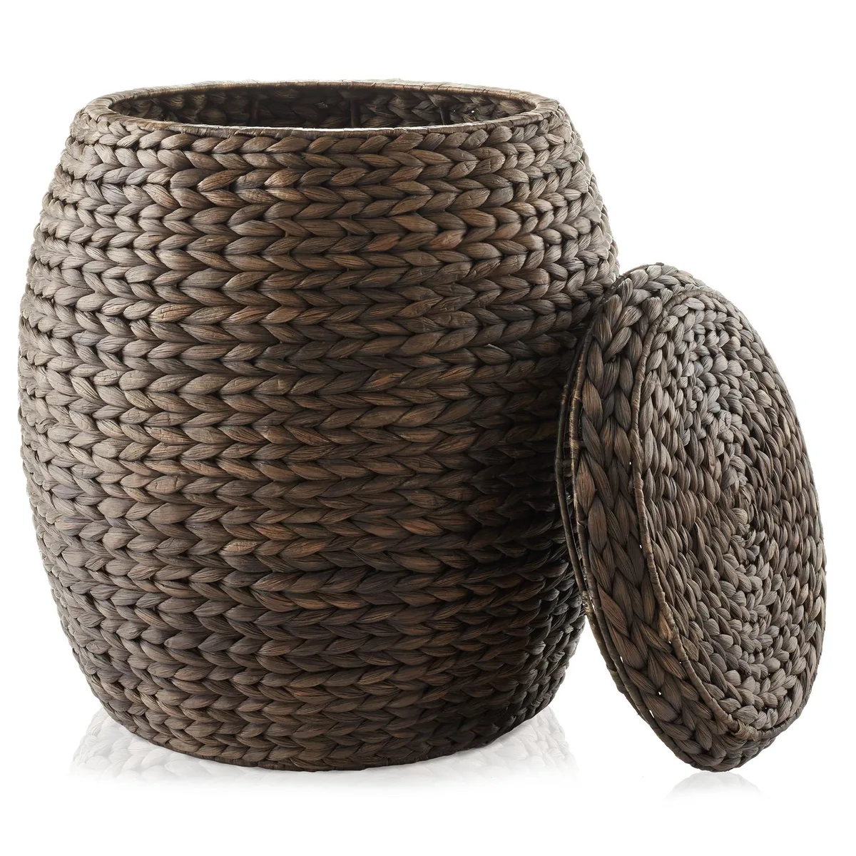 Casafield Casafield Round Storage Basket with Lid Espresso Dark Brown 17 in Diameter 19 in High — product photo