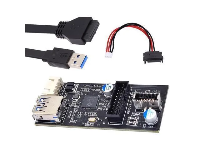 LORDWORLD LORDWORLD USB 3.0 19/20Pin & Type-E Splitter to Dual Type-E & 20Pin, 5Gbps, Black, 11cm — product photo