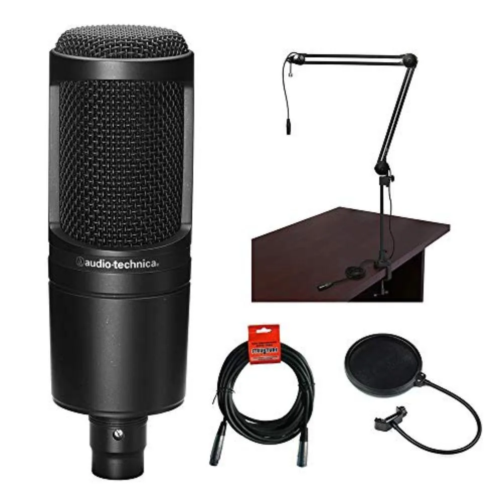 Audio-Technica Audio-Technica AT2020 Cardioid Condenser Microphone with BAI-2X Broadcast Arm — product photo