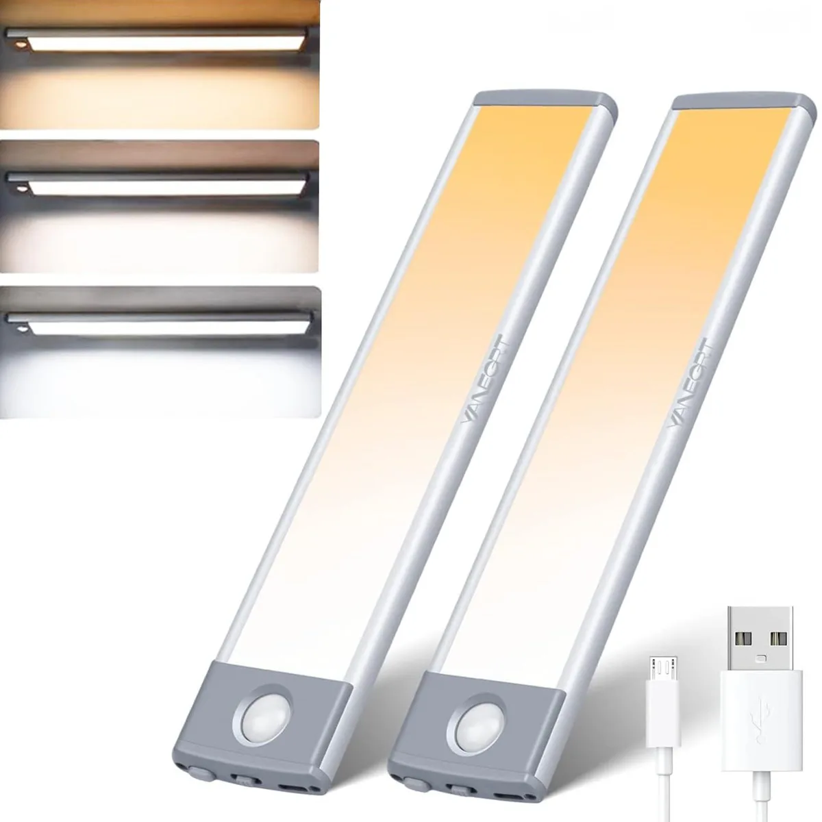 Two slim plastic bars with magnetic backs and USB-C ports