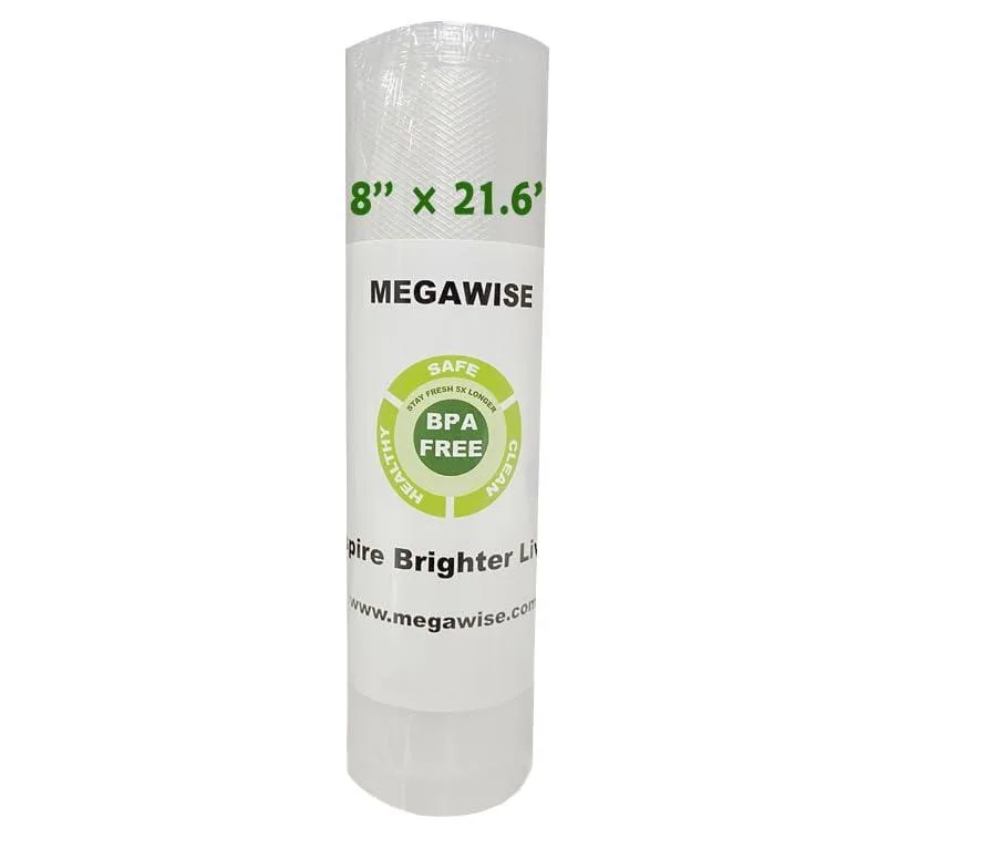  MEGAWISE 20*3M Vacuum Sealer Bags 8 x 21.6-inch — product photo