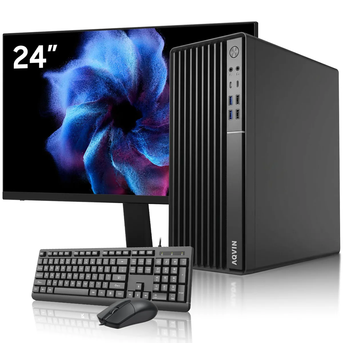 AQVIN AQVIN MTX70 Business Desktop i7-8700 16GB 256GB NVMe 24" Monitor — product photo