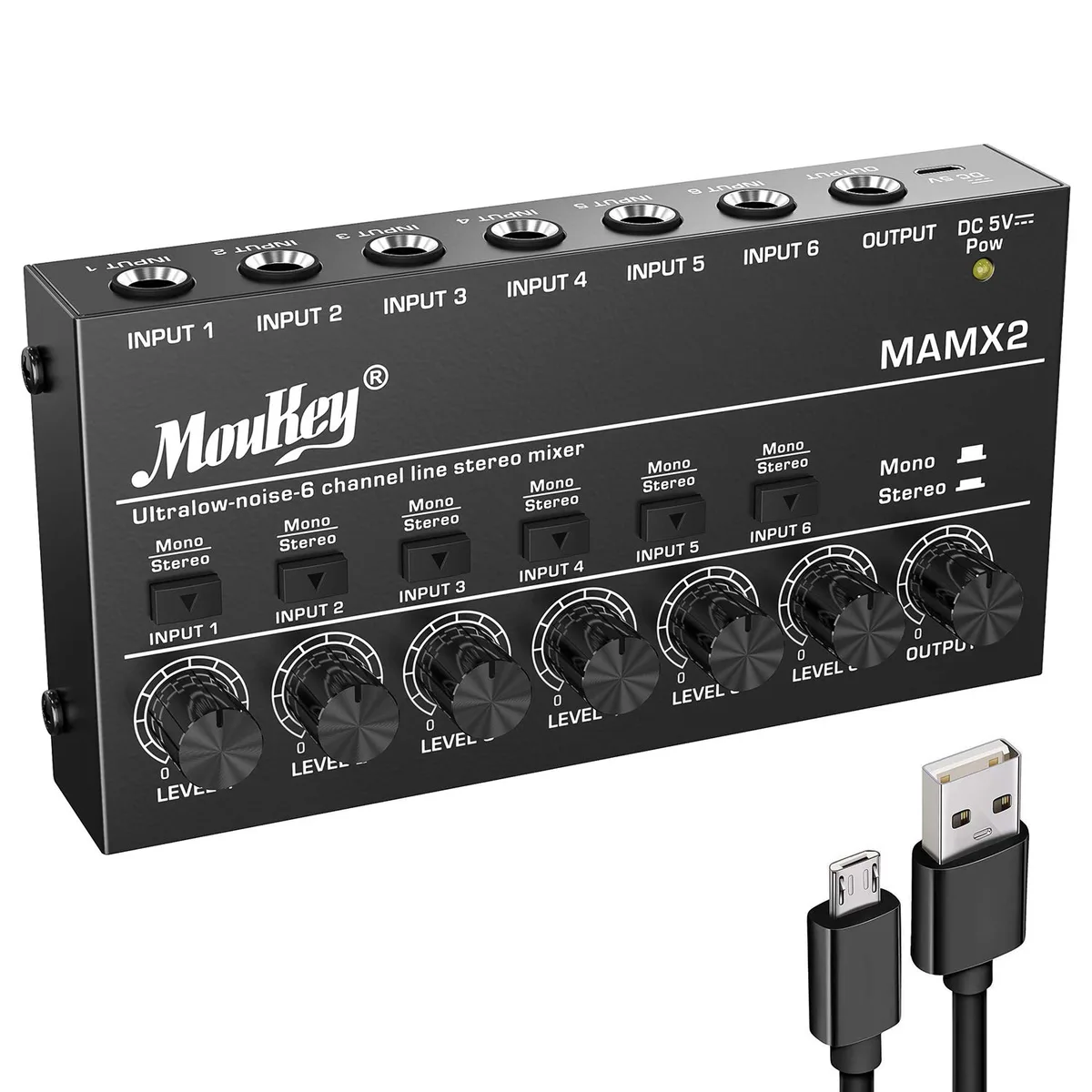 Moukey MK0149 6-Channel Stereo Line Mixer DC 5V — product photo