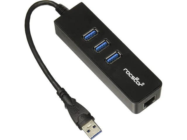 Rocstor Rocstor Y10A179-B1 3-port USB 3.0 hub with Gigabit Ethernet — product photo