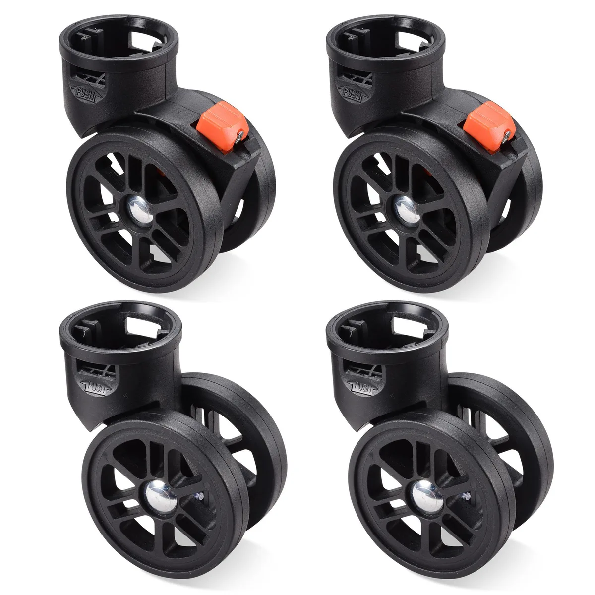 Byootique Byootique Set of 4 Swivel Replacement Wheels with Locking Brake — product photo