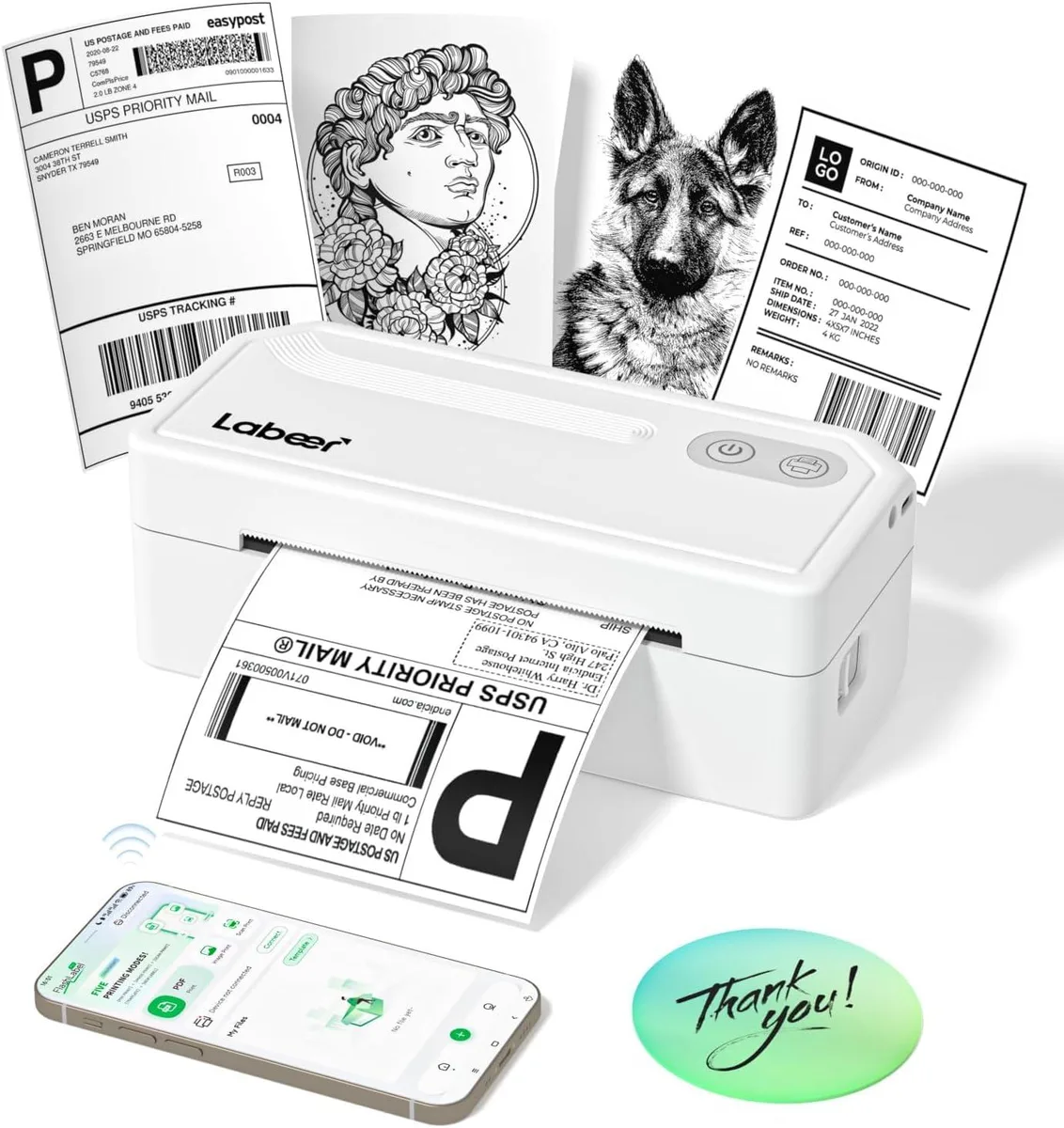  Labeer Y43BT 4x6 Bluetooth Label Printer 203 DPI 450g — product photo