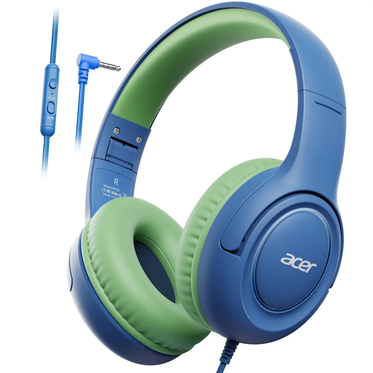  Acesori HK03 Over-Ear Headphones Blue 85/94dB 3.5mm 40mm 32ohm 5.2oz — product photo