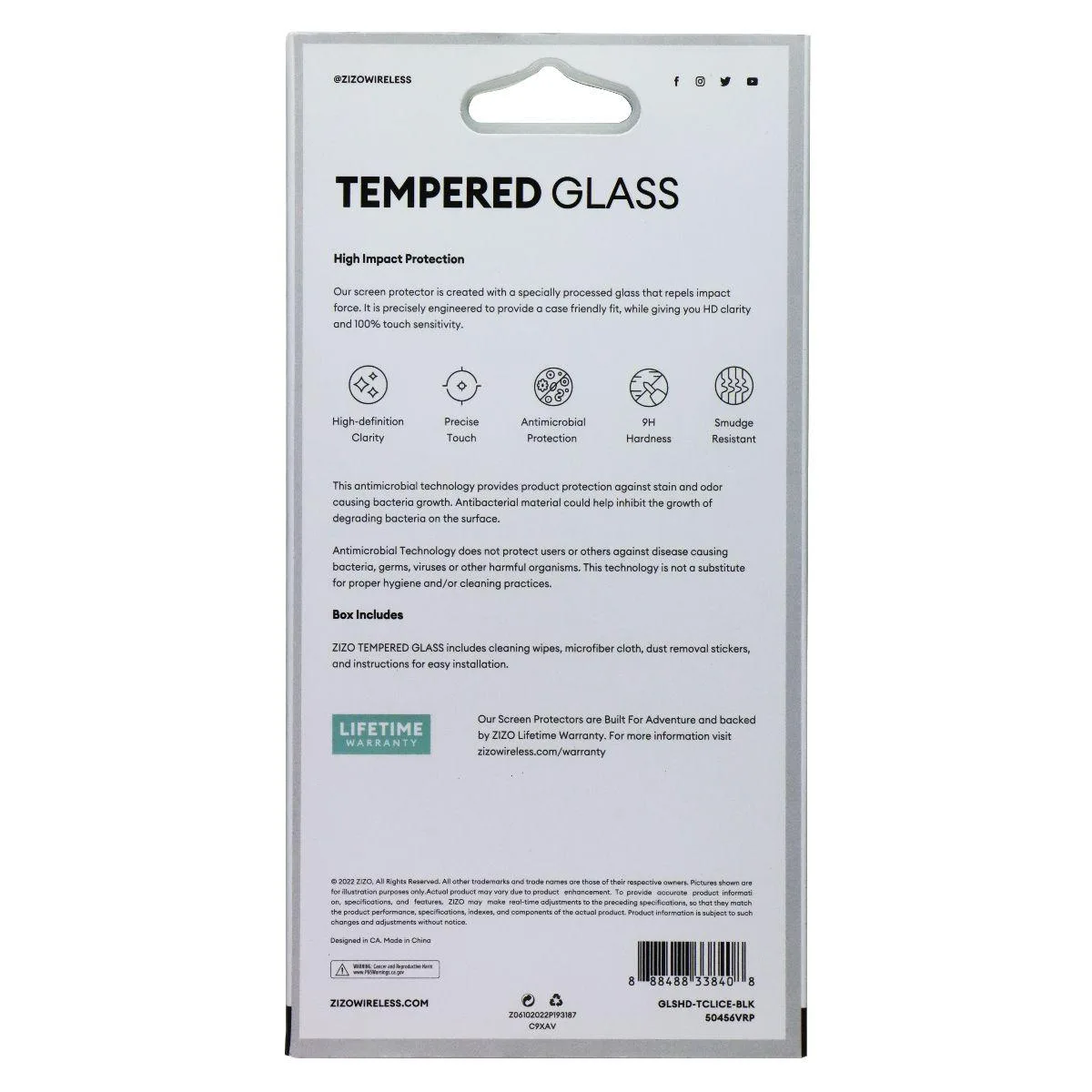 Zizo Zizo Tempered Glass Screen Protector TCL ION Z Clear Black — product photo
