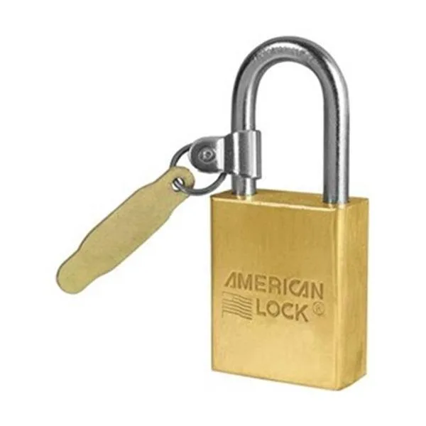 Gold rectangular brass padlock with boron shackle