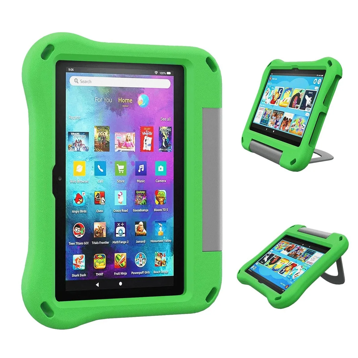 Green EVA foam tablet case with rotating handle stand
