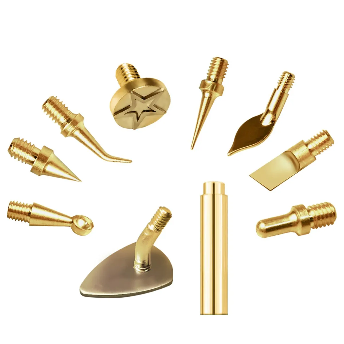 Nine brass trimming tips with knurled adapter for 936 and Hakko 888 soldering irons