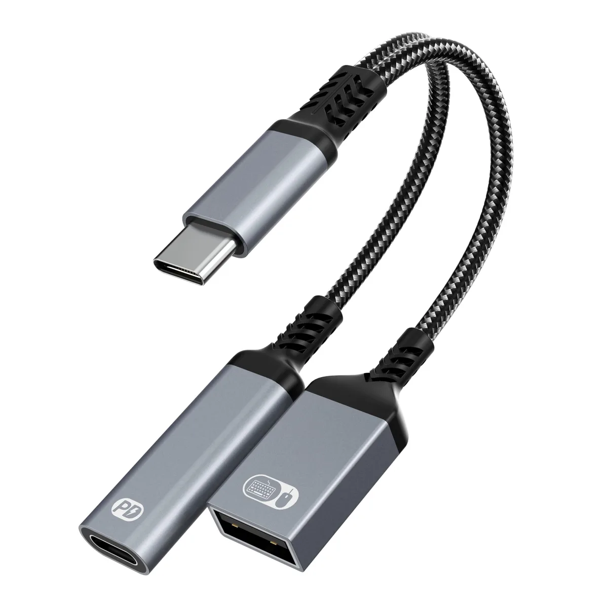  ZOOAUX PRO Samsung Gala 2-in-1 USB-C OTG adapter 60W PD 480Mbps Gray — product photo