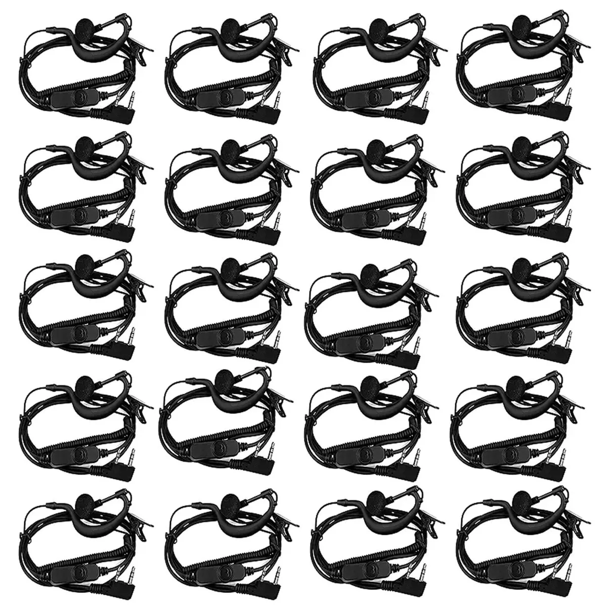 KEHIPI KEHIPI 20-Pack Surveillance Earpiece with Volume Control, 2-Pin Kenwood, 120cm — product photo