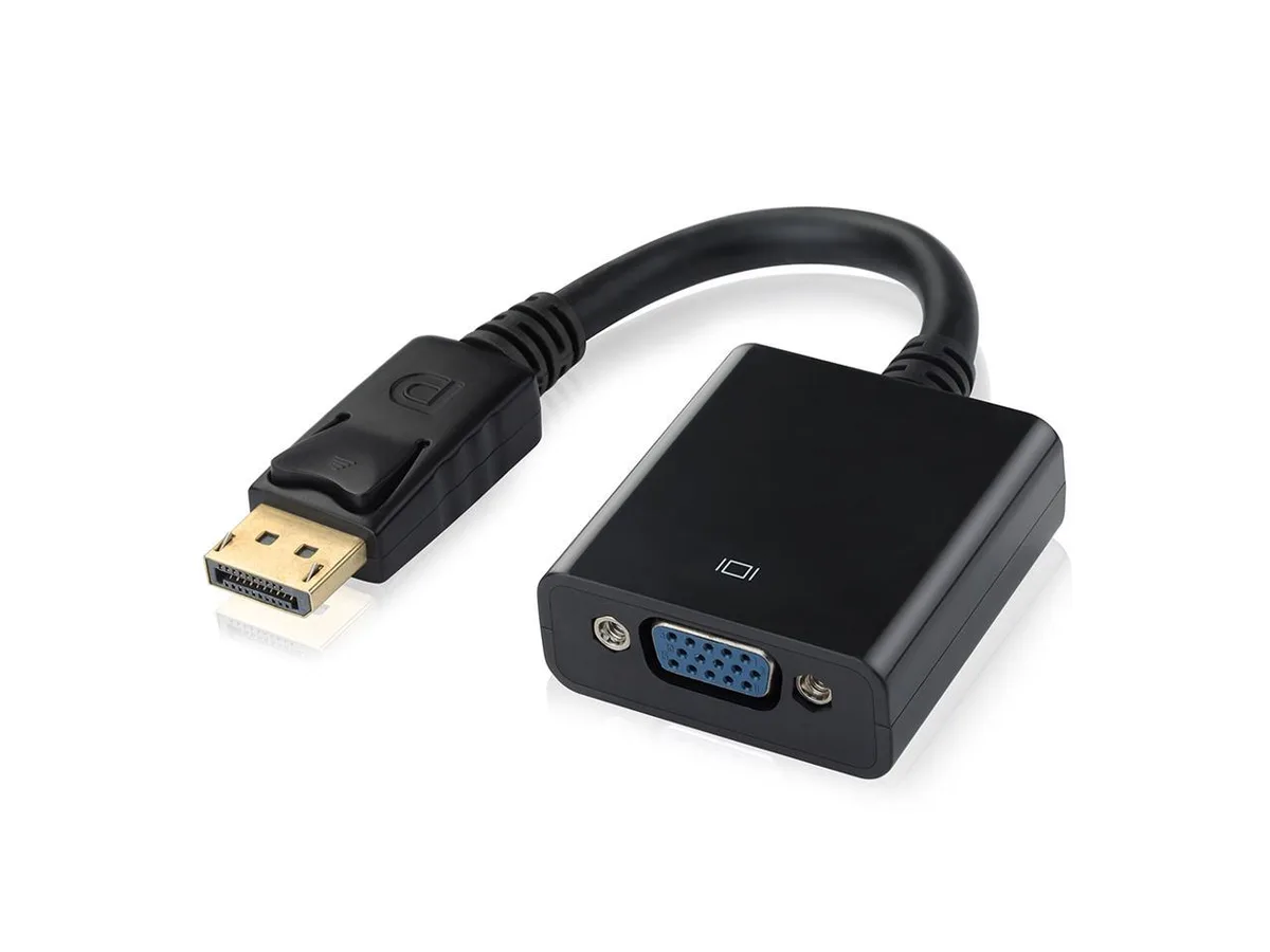 Corn Electronics Corn Electronics DP to VGA Adapter Cable 20 Pin to 15 Pin Black — product photo