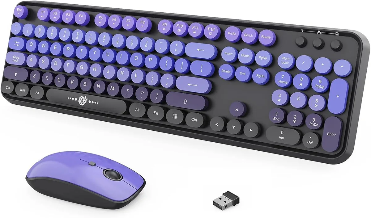TUKO TUKO Wireless Keyboard & Mouse Combo 104 Keys Black Purple — product photo