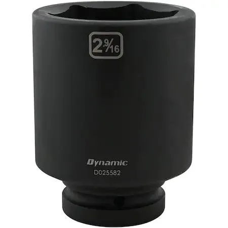 Dynamic 1 inch drive deep socket 2 9/16 inch 6 point black phosphate finish