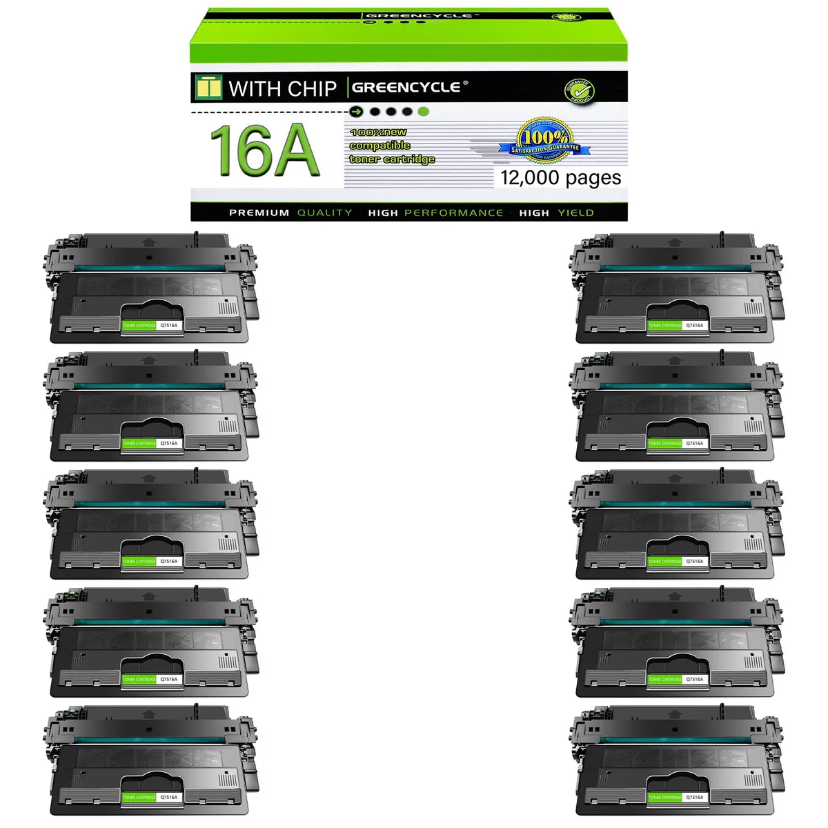 GREENCYCLE GREENCYCLE Q7516A Compatible Toner Cartridge Black 10-Pack 12000 Pages — product photo